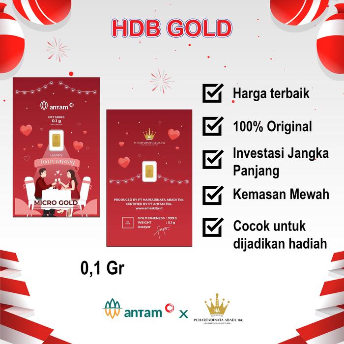 Gambar Logam Mulia micro Gold /0.100 gram/ Antam X Hartadinata - Anniv dari HDB Gold undefined Tokopedia