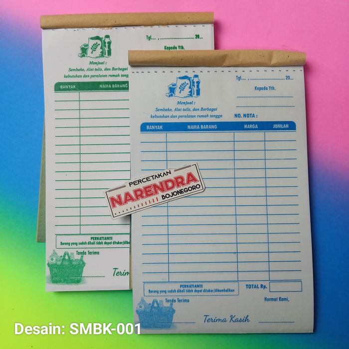 Gambar Nota Toko Kelontong | Siap Kirim | 1/4 Folio | Grosir - SMBK-001, 2 Ply dari Percetakan Narendra undefined Tokopedia