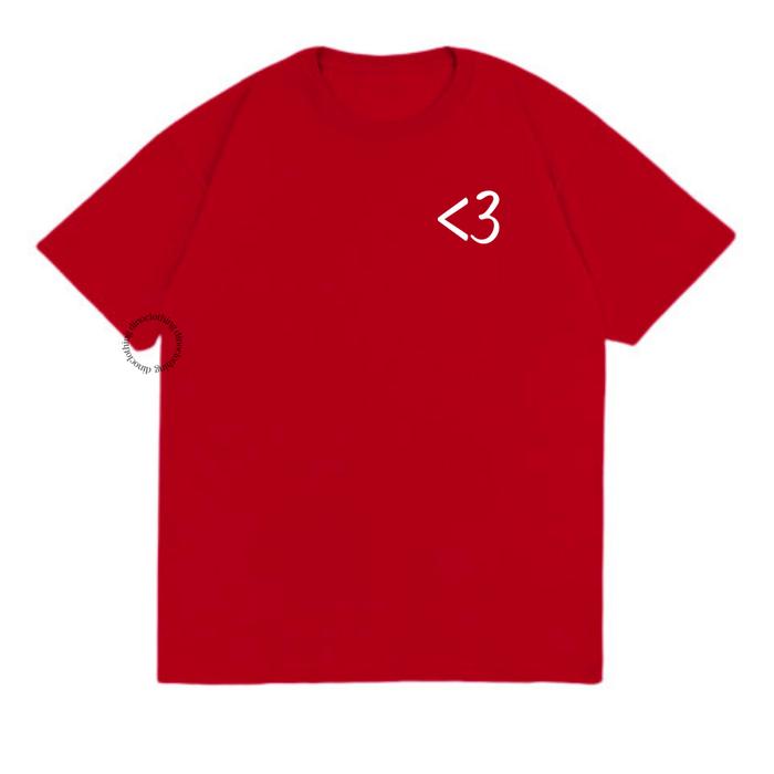 Gambar DINO CLOTHING - KAOS 3LOVE / PAKAIAN WANITA PRIA /OVERSIZE TSHIRT - Merah, S dari This is Dino undefined Tokopedia