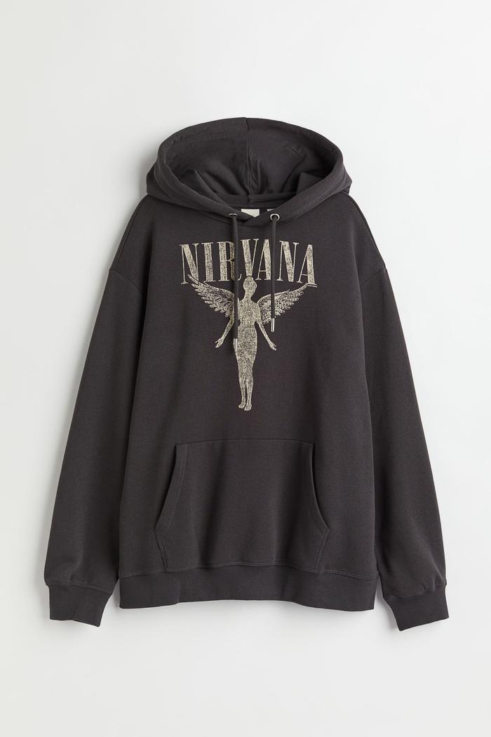 Hoodie H&M Nirvana Never Mind Black FREE PAPER BAG hnm eutidiro, S