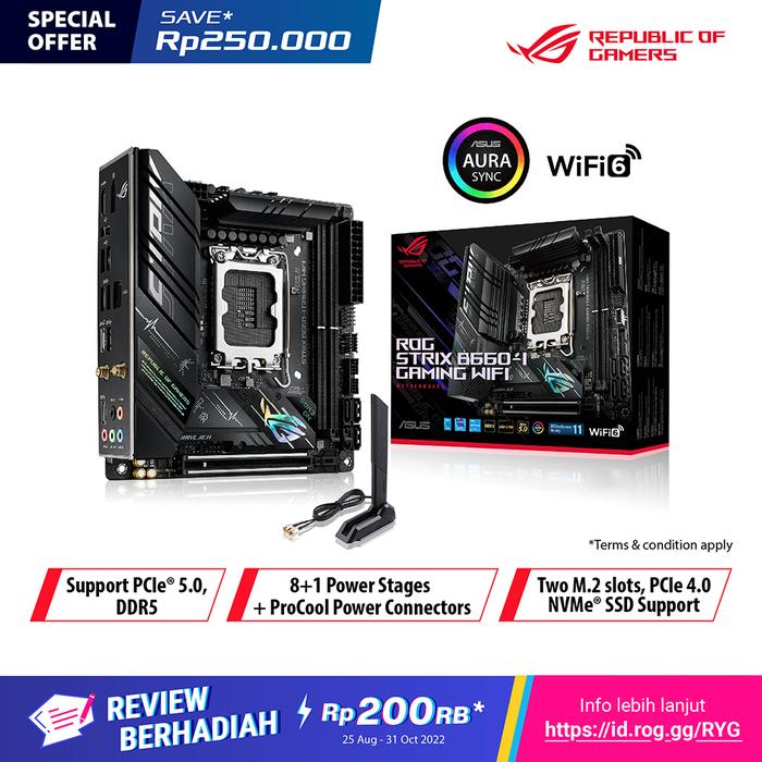 Gambar ASUS ROG STRIX B660-I GAMING WIFI Motherboard ITX DDR5 Intel LGA1700 dari Starcomp Origin undefined Tokopedia