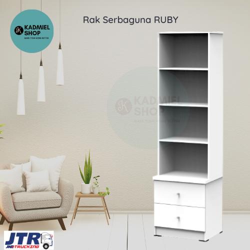 Gambar Lemari Hias RUBY Rak Buku Rak Serbaguna Kirim Seluruh Indonesia KARGO - PutihFull dari Kadmiel Shop undefined Tokopedia