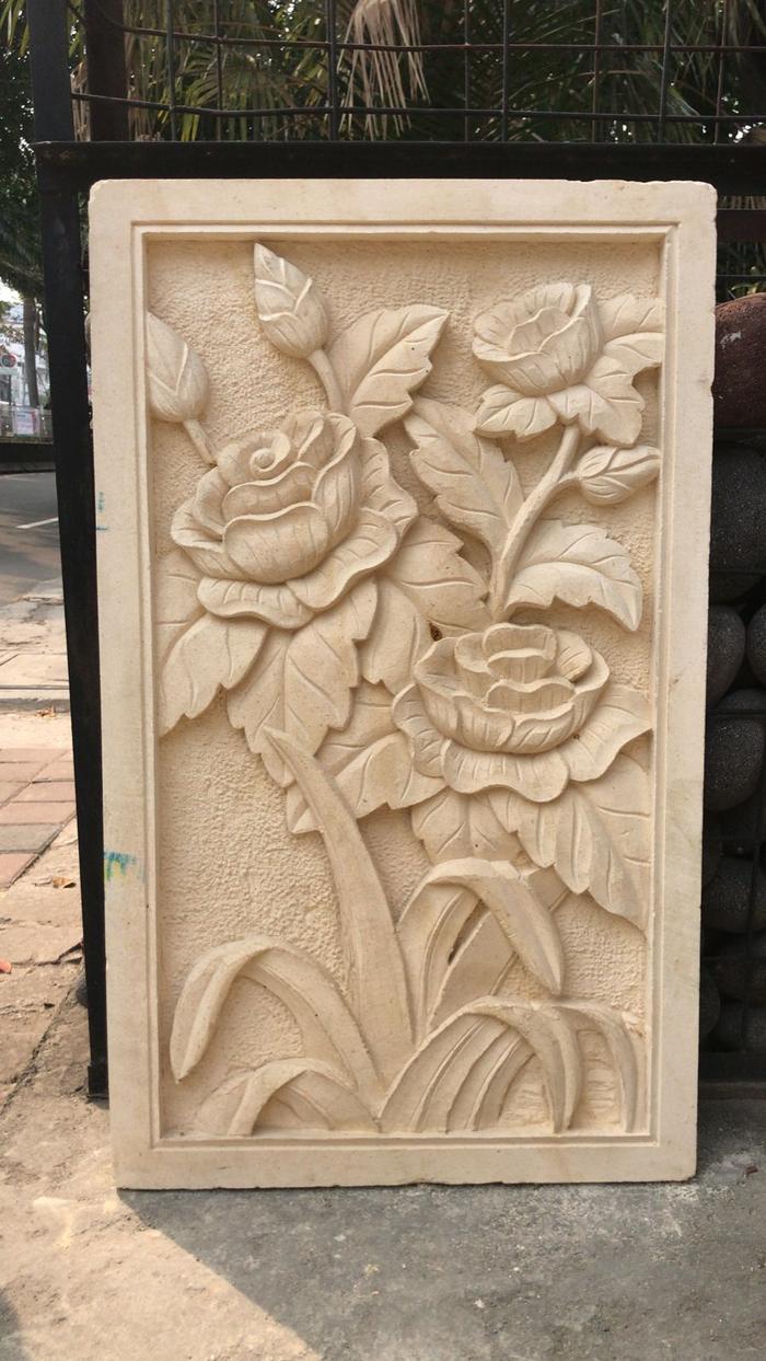 Gambar Batu Alam Paras Ukir Relief Bunga 50 X 80 X 6 cm 3D dari Rofah Stone 1010 undefined Tokopedia