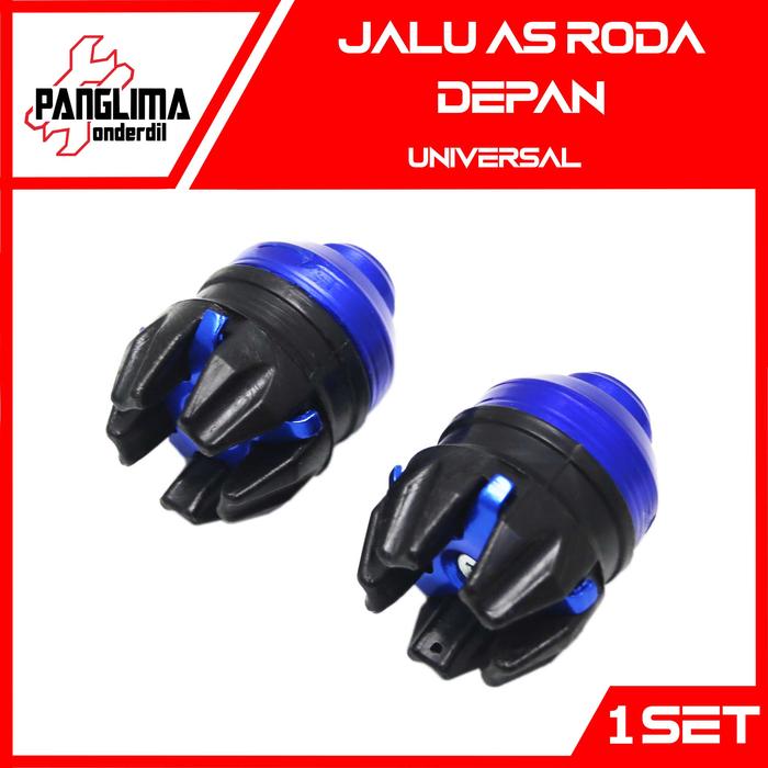 Gambar Jalu Roda Depan Universal As Variasi 1 buah Naga Size Besar CNC 1 Set - Biru dari Panglima Onderdil undefined Tokopedia