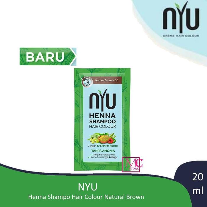 Gambar Nyu Henna Shampo Hair Color ( Pewarna Rambut Permanen / Cat Rambut ) - Natural Brown dari AQILA ISKANDARSYAH undefined Tokopedia