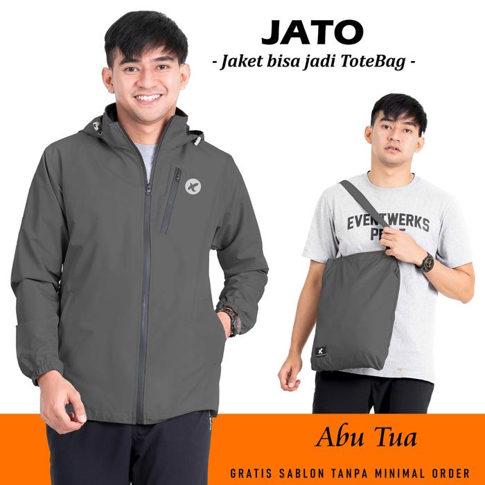 Gambar JATO - JAKET BISA JADI TOTEBAG - WINDPROOF - WATEREPELLENT - Abu Tua, S dari Rumah Komunitas undefined Tokopedia
