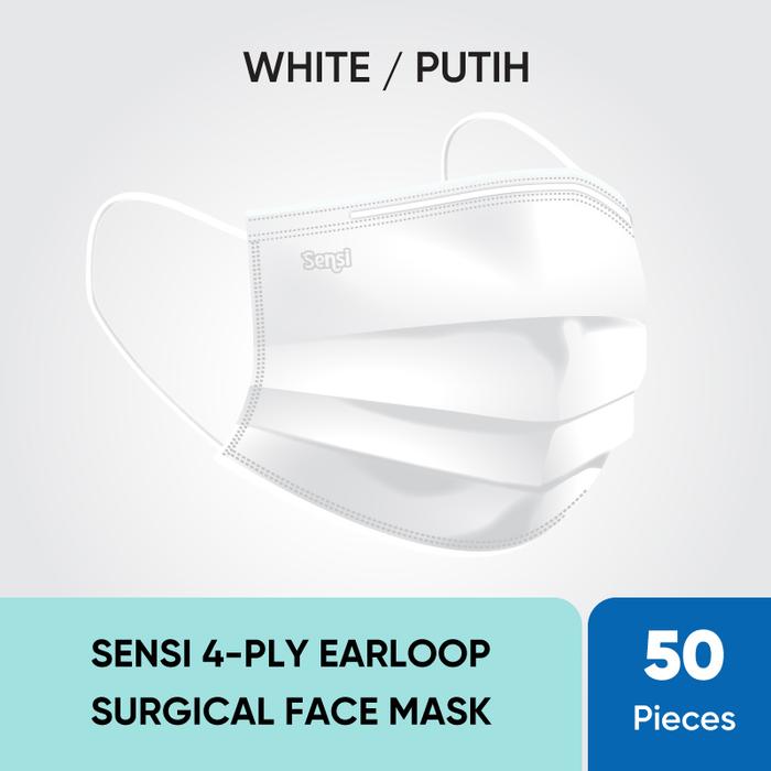 Gambar SENSI 4-PLY EARLOOP SURGICAL FACE MASK - Putih dari Sensi Surabaya undefined Tokopedia