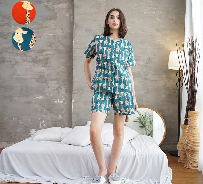 Gambar Baju Tidur Piyama Wanita Yumico Bahan Import Katun HT - set Girrafe dari Savierr undefined Tokopedia