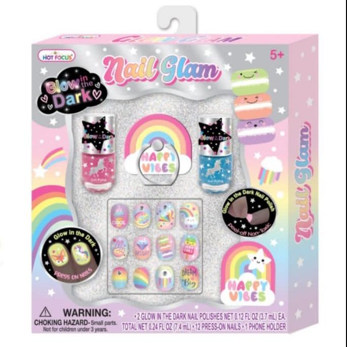 Gambar Kosmetik Nail Art Anak Perempuan - Nail Glam Plaid Glow In The Dark - RB-Happy Vibes dari Mishana Shop undefined Tokopedia