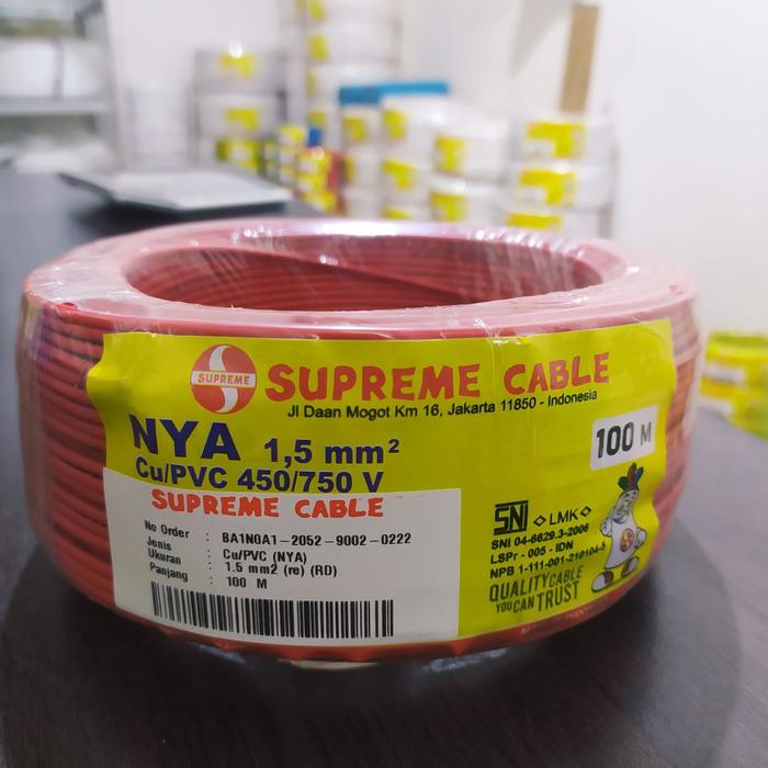 Gambar KABEL NYA 1.5 1,5 mm 100M (METER) SUPREME - Merah dari Anugerah Makmur Teknik undefined Tokopedia