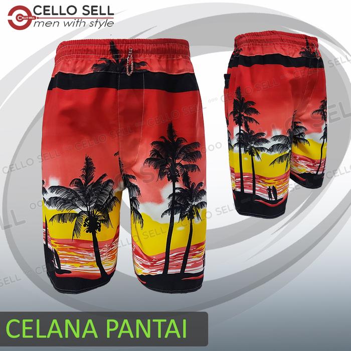 Gambar Celana Pendek pria santai/surfing trendy - Merah dari CelloSell undefined Tokopedia