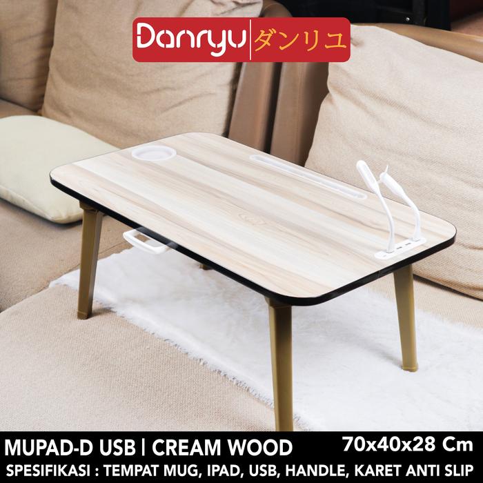 Gambar Mupad D USB | Meja Lipat Portable Meja Portable Meja Belajar Meja Lapt - Cream Wood dari smartoutletjakarta undefined Tokopedia