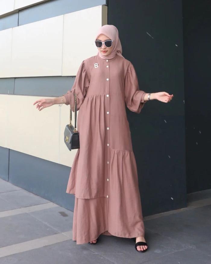Gambar Baju Azline Dress Bahan Crinkle Airflow Premium / Gamis Wanita terbaru - milo, All Size dari Myesha Fashion1 undefined Tokopedia
