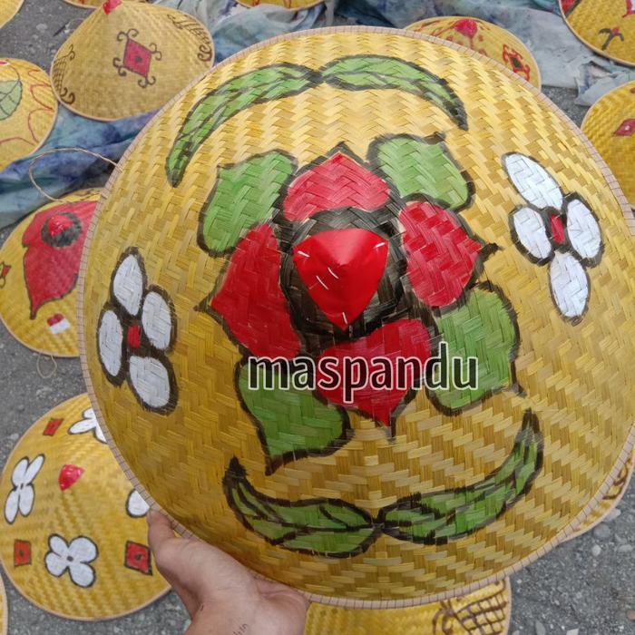 Gambar Caping Lukis Untuk Dekorasi Motif Unik MURAH / Topi Petani / Caping Ba dari maspandu undefined Tokopedia
