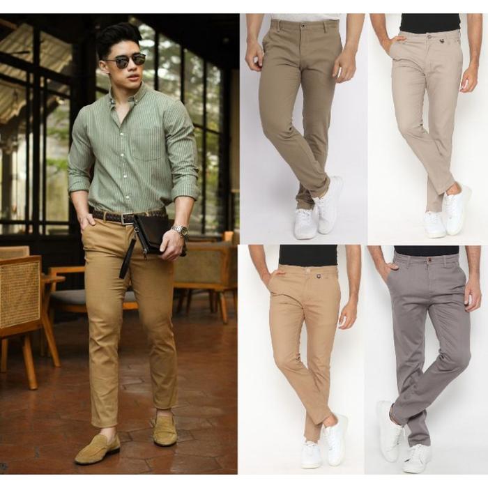 Gambar Celana Chinos Pria/Cowok Branded Emba Grade Original Model Slimfit - Abu-abu, 37 dari Namanya Juga Usaha undefined Tokopedia