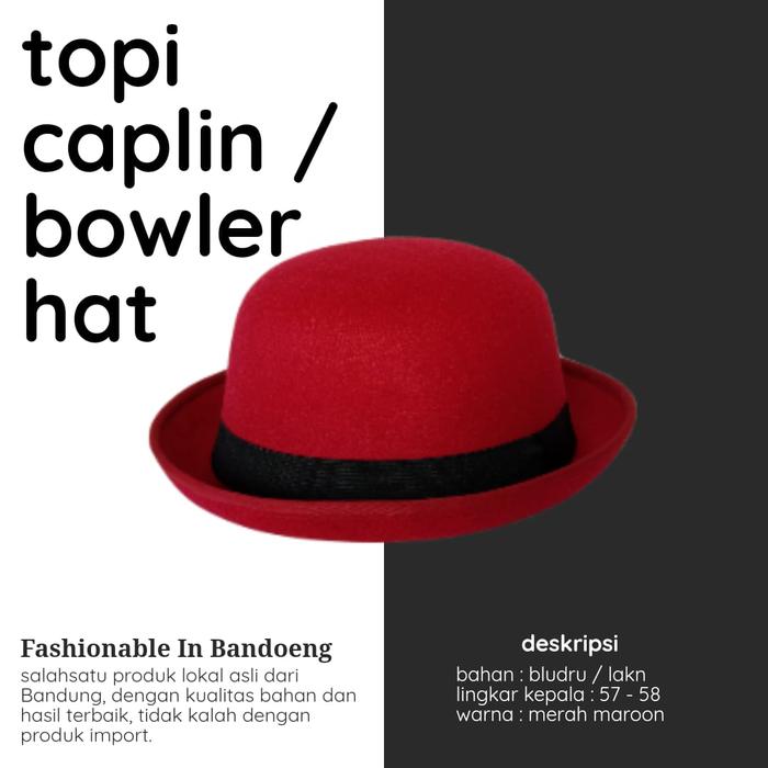 Jual TOPI CHAPLIN PHANTOMIM BOWLER HAT Putih/White Kota
