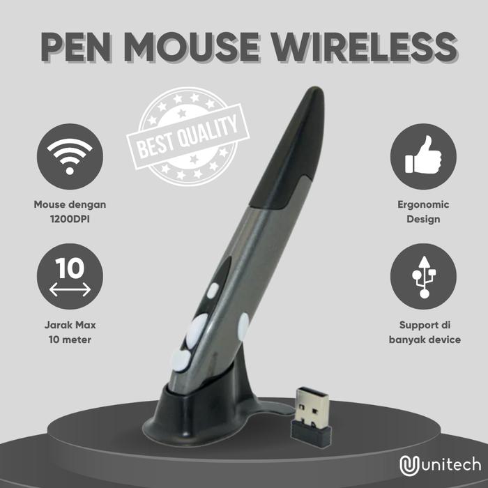 Gambar Unitech Mouse Pen Wireless up to 1200Dpi 2.4Ghz PC Laptop Smartphone - Abu-abu dari Unitech Shop_NEW undefined Tokopedia