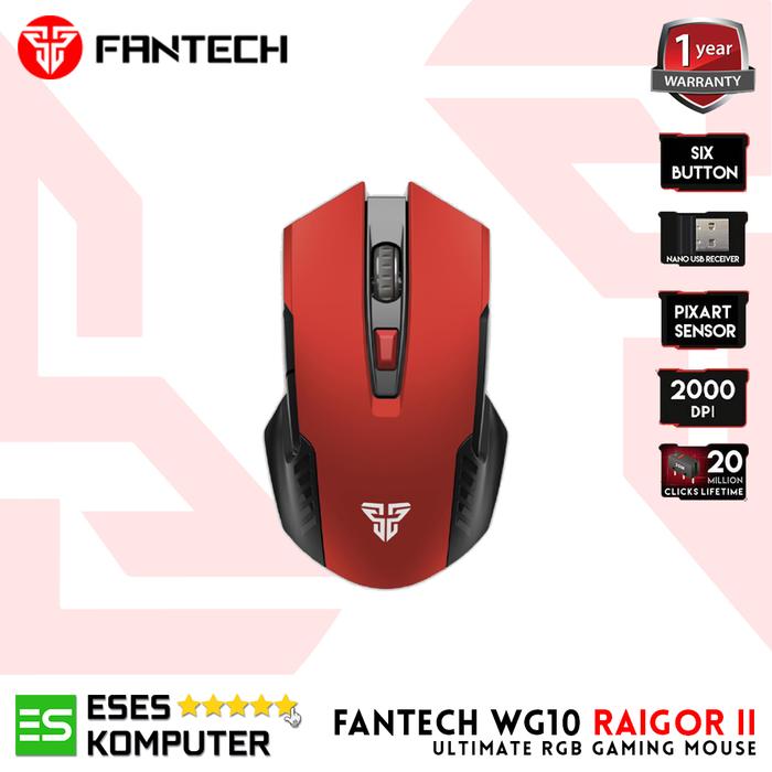 Gambar Mouse Fantech WG10 Raigor II Wireless | Mouse Gaming Wireless - WG10 Red dari ESES Komputer undefined Tokopedia