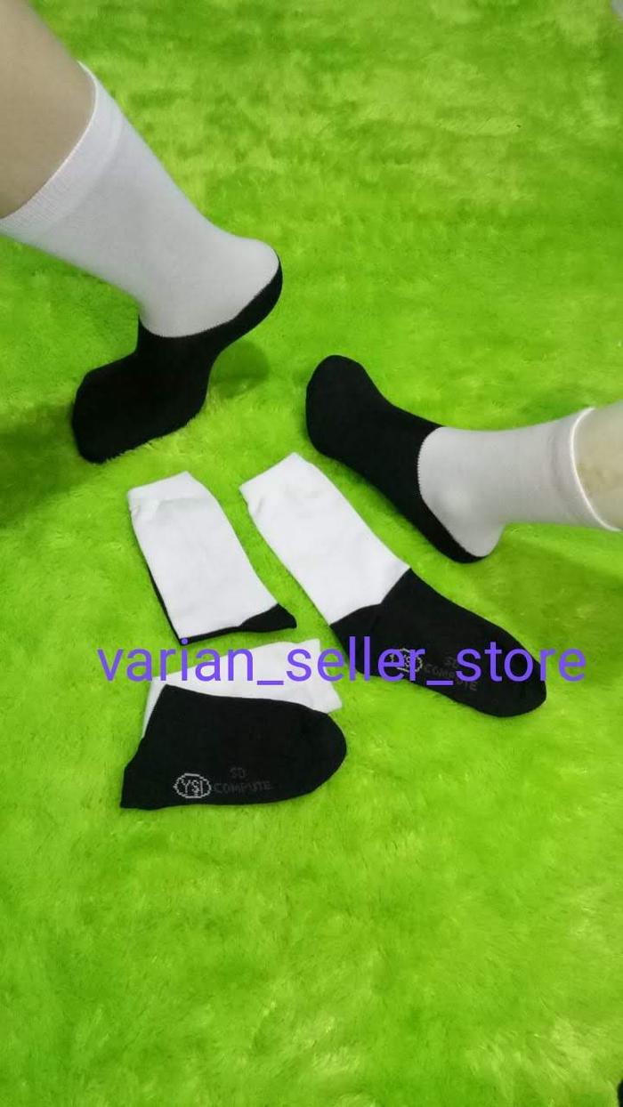 Gambar Kaos kaki anak sekolah sd smp sma premium tebal putih tapak hitam panjang - HITAM PUTIH SD dari varian seller store undefined Tokopedia