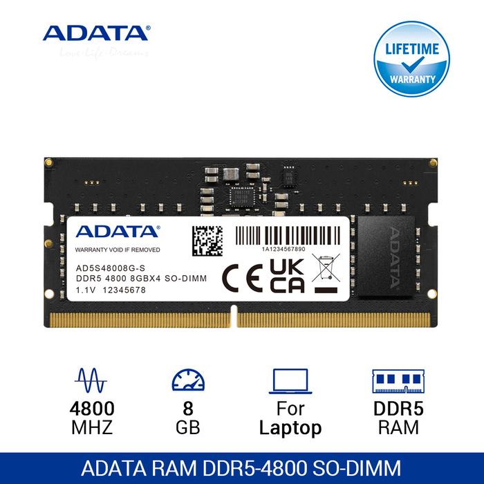 Gambar ADATA DDR5 4800 Mhz SO-DIMM RAM untuk Laptop – 8GB dari SkyTechnology_NEW undefined Tokopedia