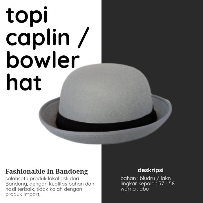 Jual TOPI CHAPLIN PHANTOMIM BOWLER HAT Putih/White Kota