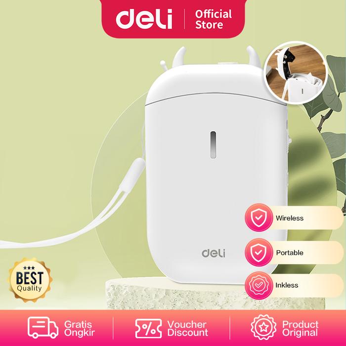 Gambar Deli Portable Label Printer Mesin Pencetak Label Wireless E120A - Label Printer dari Deli Stationery Indonesia undefined Tokopedia