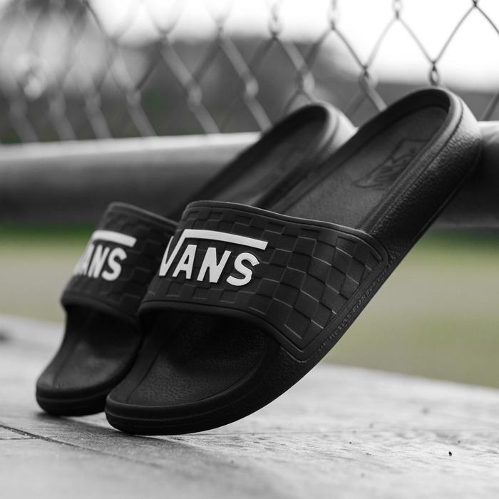 Jual Sandal Vans Slide On Slipper Black Checkerboard Black