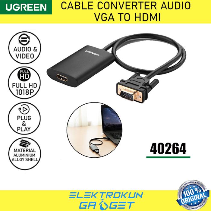 Ugreen Converter Vga To Kabel Hdmi With Audio Pc Laptop Notebook Tv