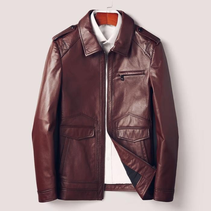Gambar jaket kulit asli semi safari terbaru - maroon, XS dari Alfatih jaket kulit garut undefined Tokopedia