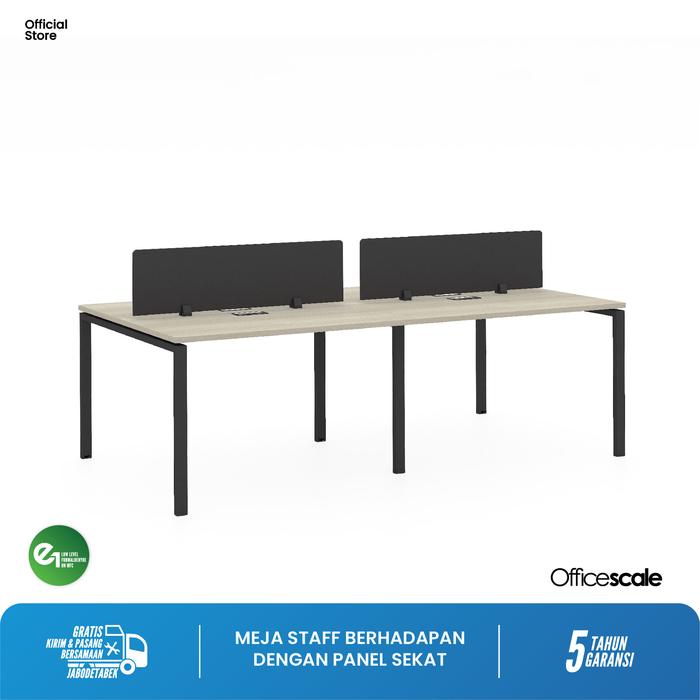 Gambar Meja Kerja Kantor Penyambung Berhadapan 4 Orang + Panel Sekat - Ash Grey, 240x120x75 cm dari Officescale Furniture undefined Tokopedia