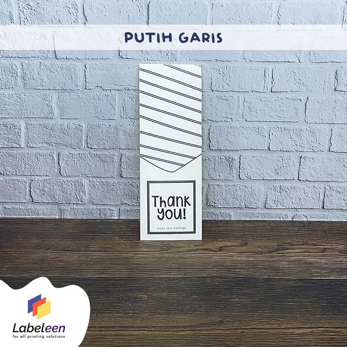 Gambar STICKER LABEL SEGEL THANK YOU PERSEGI PANJANG - CHROMO (7,8 x 2,4 cm) - putih garis dari Labeleen undefined Tokopedia