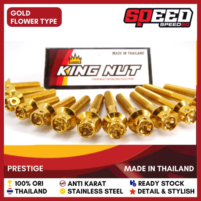 Gambar Probolt Baut Dudukan Visor Yamaha Xmax Stainless King Nut Th - Flower, Gold dari Speed60 undefined Tokopedia