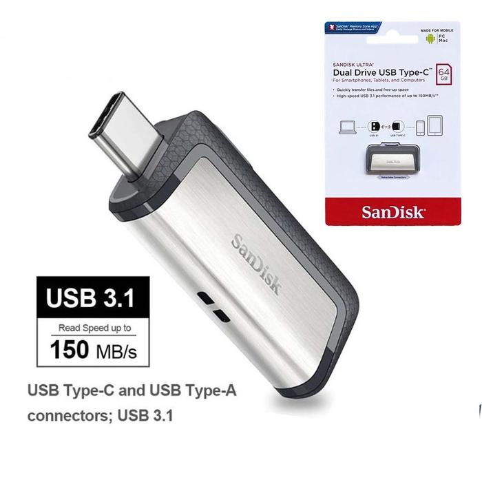 Gambar FlashDisk OTG Original Type C 256gb 128gb 64gb 32gb 16gb SDDDC2 USB - 64 GB dari Imelda mart_NEW undefined Tokopedia