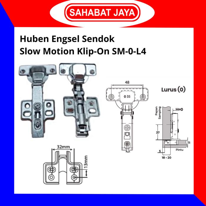 Gambar HUBEN Engsel Sendok Slow Motion Soft Close Hidrolis SM M2 L4 Lemari - SM-0-L4 LURUS dari Sahabat Jaya Bangunan undefined Tokopedia