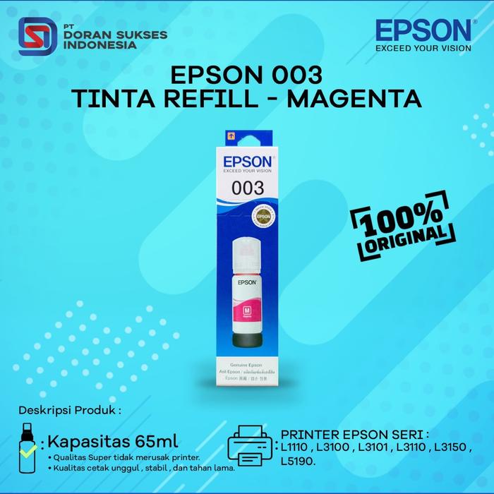 Gambar Tinta EPSON 003 Original Refill Ink Printer L3110 L3150 L 3110 L 3150 - Magenta dari Doran Gadget Store undefined Tokopedia