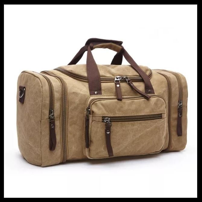 Gambar Tas pakaian besar dijinjing dan selempang kanvas premium import #9303 - krem dari Rendra store01 undefined Tokopedia