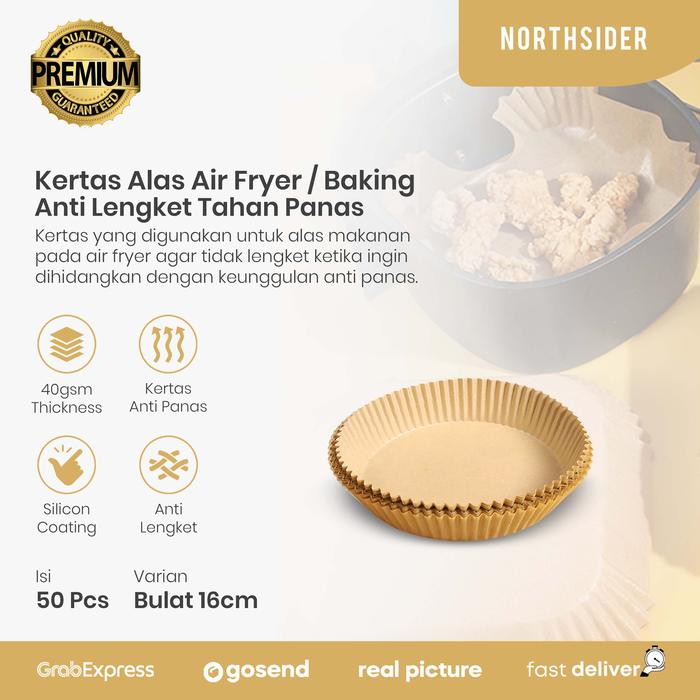 Gambar Kertas alas air fryer 50 pcs baking paper anti lengket tahan panas - Bulat 16cm dari Northsider Coffee Shop undefined Tokopedia