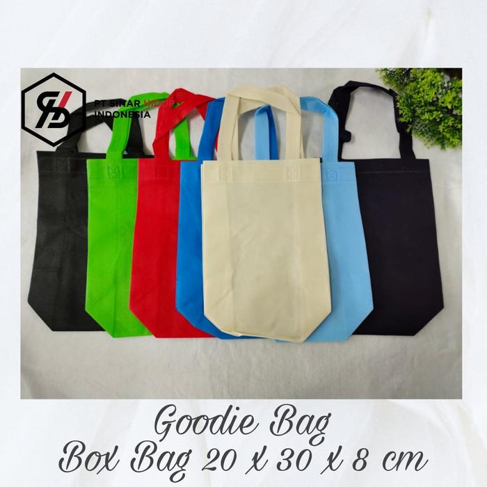 Jual Tas Kain Goodie Bag BOX BAG SPUNBOND Uk 20 x 30 Hitam