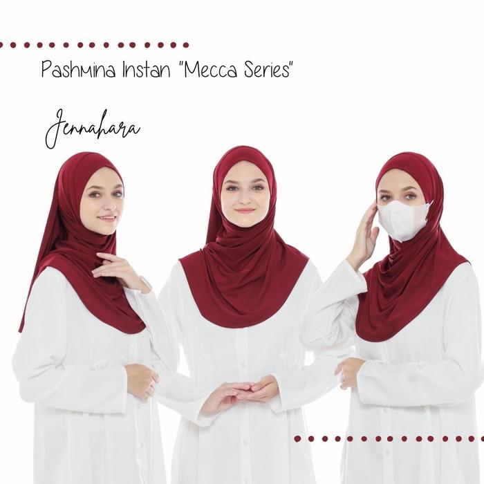 Gambar Pashmina Instan Earloop Mecca Series by Jennahara - MAROON dari Jennaharaid undefined Tokopedia