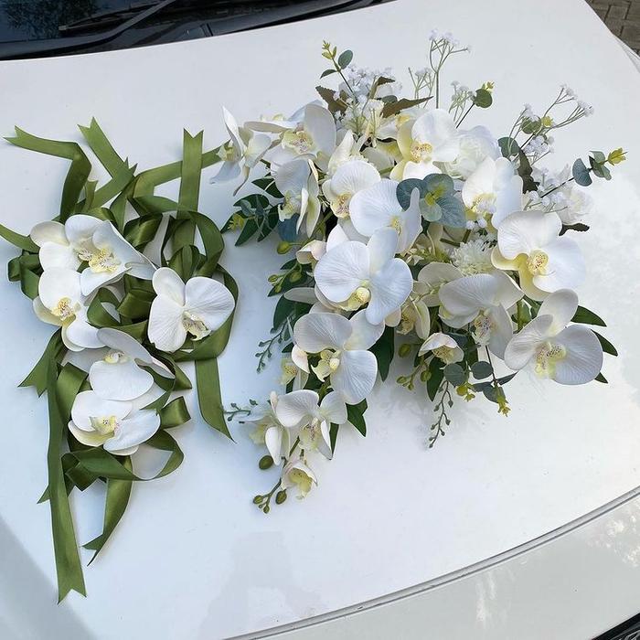 Gambar Bunga Mobil Anggrek Korean Style Rustic Premium Wedding Car Decoration - Maroon dari Dekorazzi undefined Tokopedia