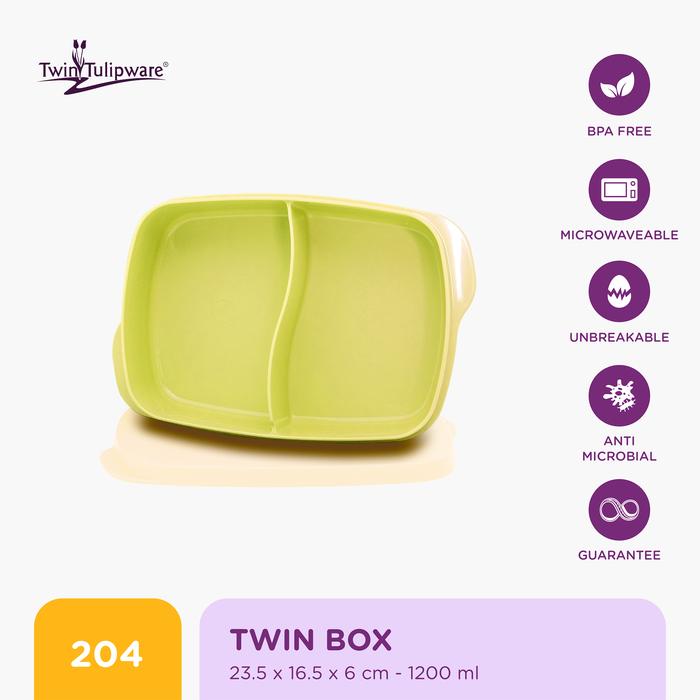 Gambar Kotak Makan Twin Tulipware Twin Box 1200 ML - Avo dari Twin Tulipware Indonesia undefined Tokopedia