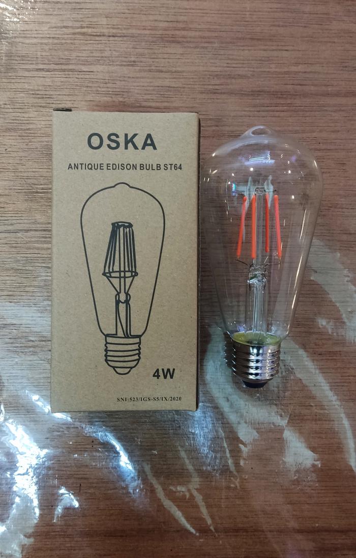 ST64 4W Lampu Filamen LED Edison Bulb, Warm White, Merah, Biru, Hijau  Warm White