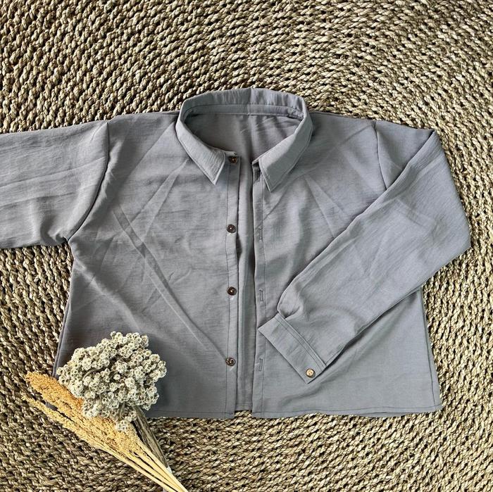 Gambar BICCA CROP BLOUSE KEMEJA CRINKLE AIRFLOW - silver dari Adelia.Hijab undefined Tokopedia