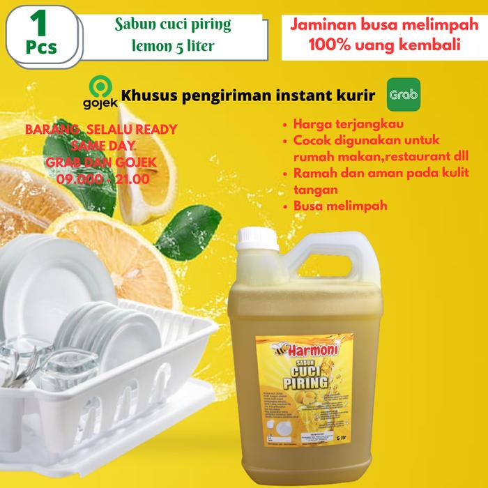 Gambar PROMO!! Sabun Cuci Piring HARMONY 5 L-refill ( KHUSUS GRAB DAN GOJEK ) - lemon dari Greenleaf Denpasar undefined Tokopedia