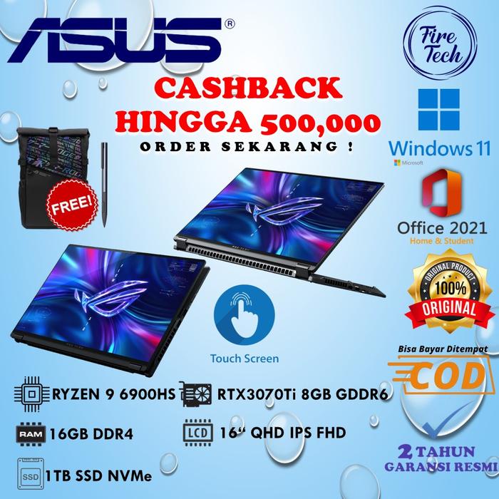 Gambar ASUS ROG FLOW X16 GV601RW-R97RG6T-O RYZEN 9-6900HS 16GB 1TB RTX3070Ti dari FIRE TECH LAPTOP undefined Tokopedia