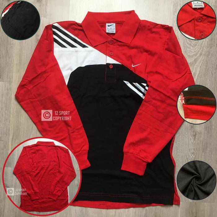 Gambar 12SPORT - Kaos Polo Olahraga Lengan Panjang TS Chochiti 100% Katun - Red/Black, S dari Toko 12 Sport undefined Tokopedia