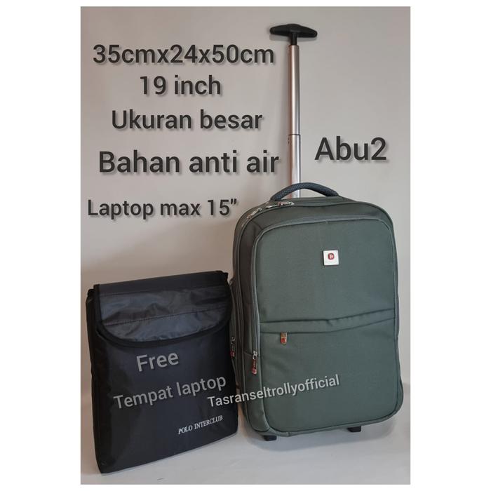Gambar tas ransel troli laptop waterproof 19inch Polo Interclub 100%original Pria - Abu-abu dari tasranseltrolly undefined Tokopedia