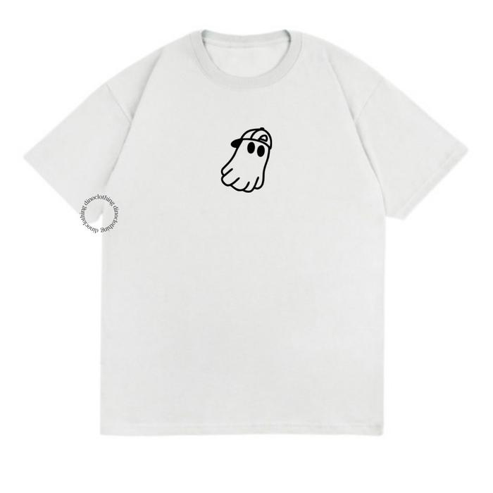 Gambar DINO CLOTHING - KAOS HANTU TOPI / PAKAIAN WANITA PRIA /OVERSIZE TSHIRT - Putih, S dari This is Dino undefined Tokopedia