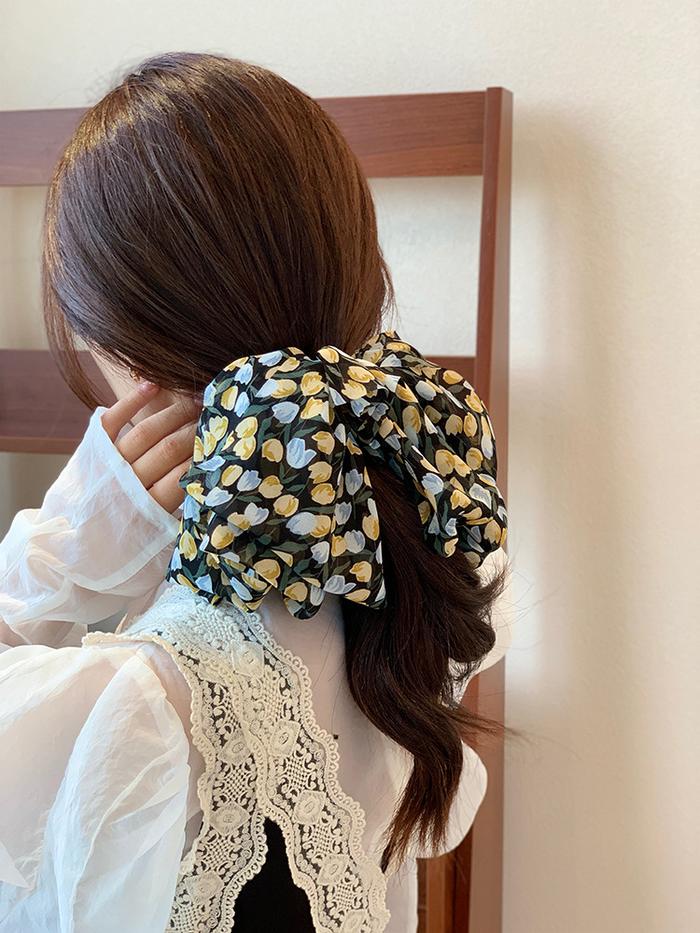 Gambar JEPIT RAMBUT KLIP PITA KAIN BESAR CHIFFON MOTIF FLORAL JEPITAN BUNGA - DD dari tata rambut undefined Tokopedia