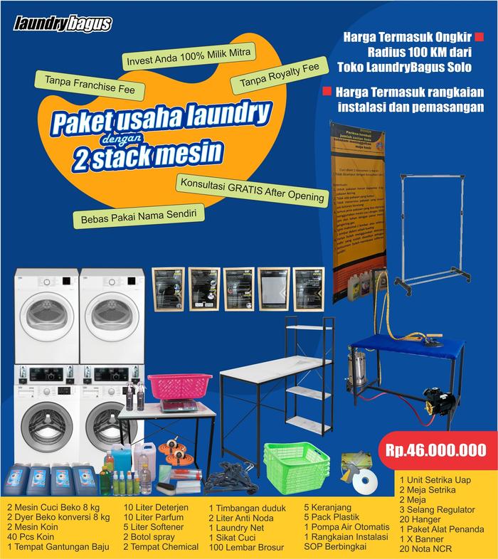 Gambar PAKET Usaha Laundry 2 Stack Mesin - 100KM dari laundrybagus dot com undefined Tokopedia